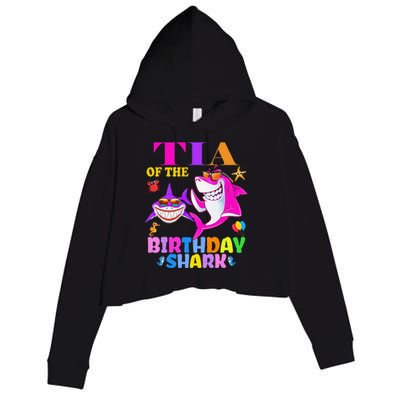 Tia Of The Birthday Shark Tia Shark MotherS Day Mom Shark Crop Fleece Hoodie