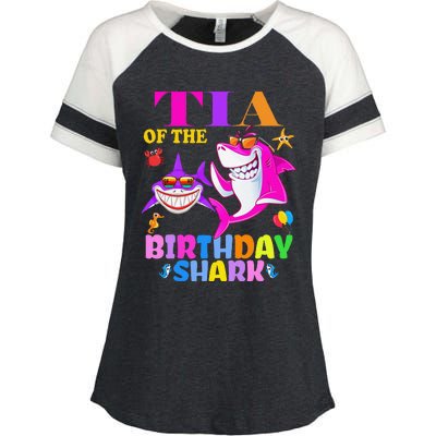 Tia Of The Birthday Shark Tia Shark MotherS Day Mom Shark Enza Ladies Jersey Colorblock Tee