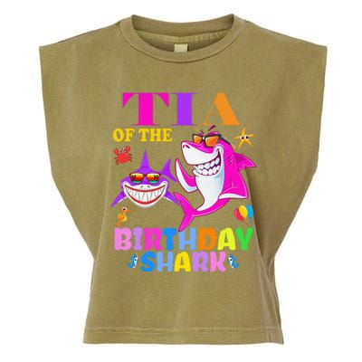 Tia Of The Birthday Shark Tia Shark MotherS Day Mom Shark Garment-Dyed Women's Muscle Tee