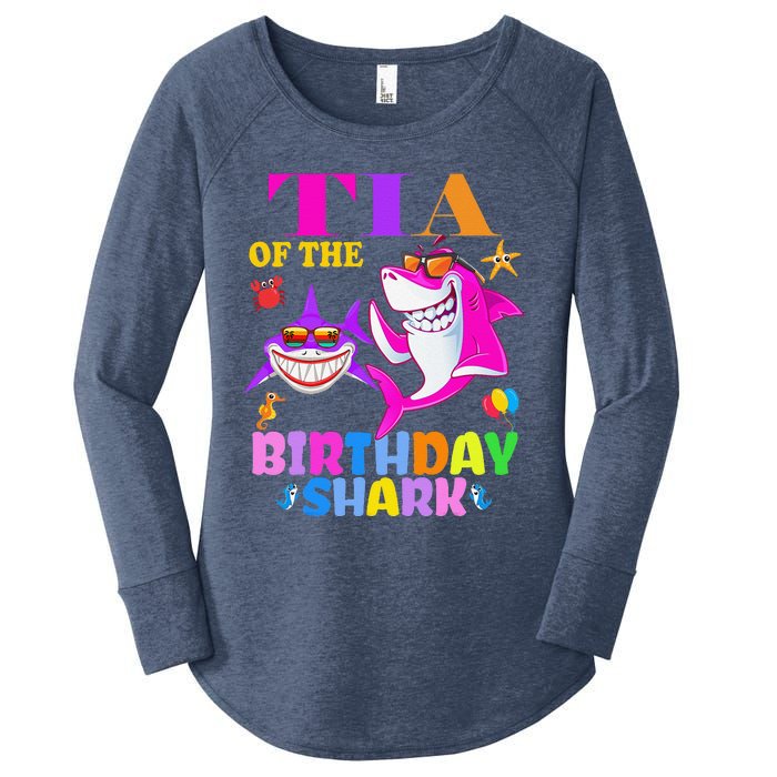 Tia Of The Birthday Shark Tia Shark MotherS Day Mom Shark Women's Perfect Tri Tunic Long Sleeve Shirt