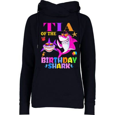 Tia Of The Birthday Shark Tia Shark MotherS Day Mom Shark Womens Funnel Neck Pullover Hood