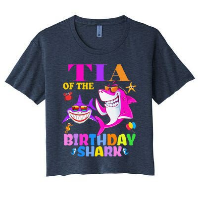 Tia Of The Birthday Shark Tia Shark MotherS Day Mom Shark Women's Crop Top Tee