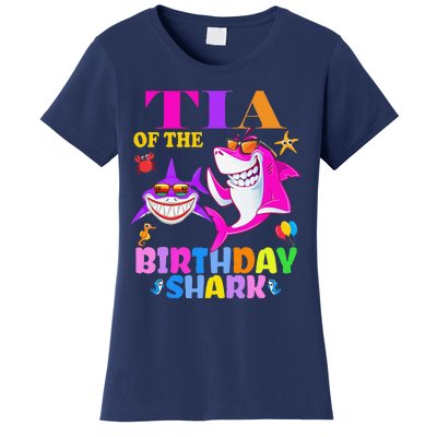 Tia Of The Birthday Shark Tia Shark MotherS Day Mom Shark Women's T-Shirt