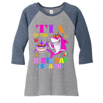 Tia Of The Birthday Shark Tia Shark MotherS Day Mom Shark Women's Tri-Blend 3/4-Sleeve Raglan Shirt