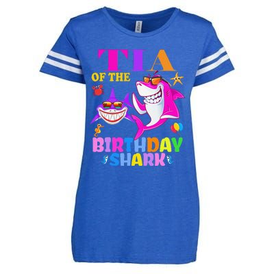 Tia Of The Birthday Shark Tia Shark MotherS Day Mom Shark Enza Ladies Jersey Football T-Shirt