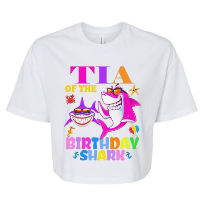 Tia Of The Birthday Shark Tia Shark MotherS Day Mom Shark Bella+Canvas Jersey Crop Tee