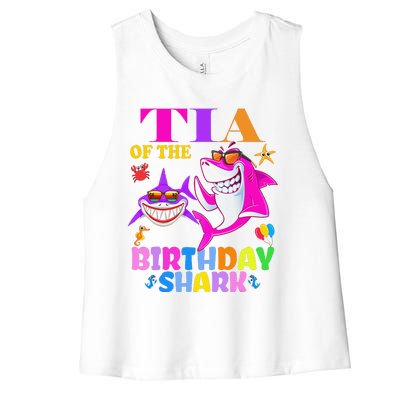 Tia Of The Birthday Shark Tia Shark MotherS Day Mom Shark Women's Racerback Cropped Tank