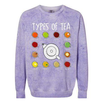 Types Of Tea Funny Tea Drinker Tea Lover Colorblast Crewneck Sweatshirt