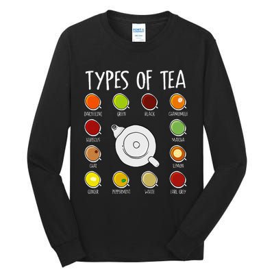 Types Of Tea Funny Tea Drinker Tea Lover Tall Long Sleeve T-Shirt