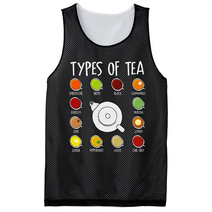 Types Of Tea Funny Tea Drinker Tea Lover Mesh Reversible Basketball Jersey Tank