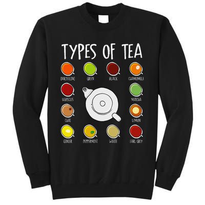 Types Of Tea Funny Tea Drinker Tea Lover Tall Sweatshirt