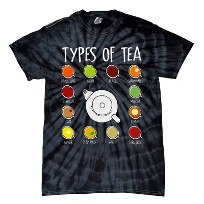 Types Of Tea Funny Tea Drinker Tea Lover Tie-Dye T-Shirt