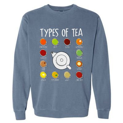 Types Of Tea Funny Tea Drinker Tea Lover Garment-Dyed Sweatshirt