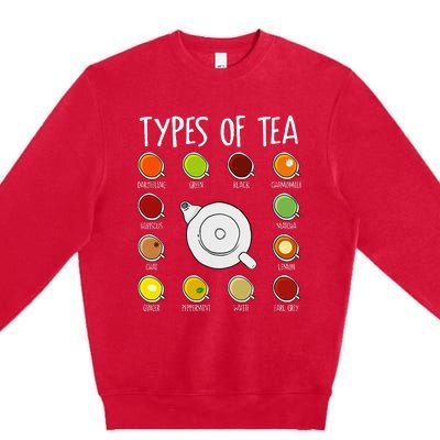 Types Of Tea Funny Tea Drinker Tea Lover Premium Crewneck Sweatshirt