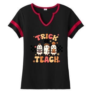 Trick Or Teach Spooky Teacher Ghost Halloween Ghost Teaching Meaningful Gift Ladies Halftime Notch Neck Tee