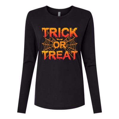 Trick or Treat Halloween Spider Cobwebs Bat Halloween Womens Cotton Relaxed Long Sleeve T-Shirt