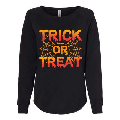 Trick or Treat Halloween Spider Cobwebs Bat Halloween Womens California Wash Sweatshirt