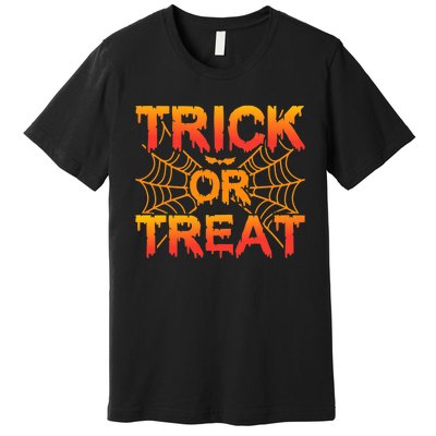 Trick or Treat Halloween Spider Cobwebs Bat Halloween Premium T-Shirt