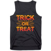 Trick or Treat Halloween Spider Cobwebs Bat Halloween Tank Top