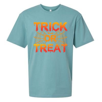 Trick or Treat Halloween Spider Cobwebs Bat Halloween Sueded Cloud Jersey T-Shirt