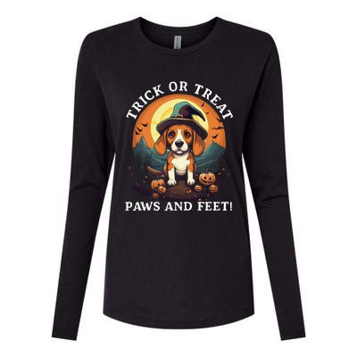 Trick Or Treat Paws And Feet Beagle Witch Halloween Puppy Womens Cotton Relaxed Long Sleeve T-Shirt