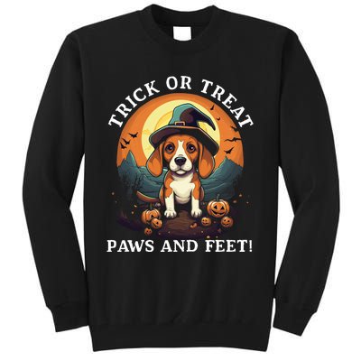 Trick Or Treat Paws And Feet Beagle Witch Halloween Puppy Tall Sweatshirt