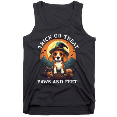 Trick Or Treat Paws And Feet Beagle Witch Halloween Puppy Tank Top