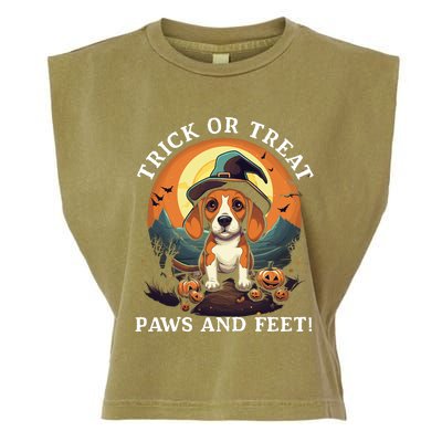 Trick Or Treat Paws And Feet Beagle Witch Halloween Puppy Garment-Dyed Women's Muscle Tee