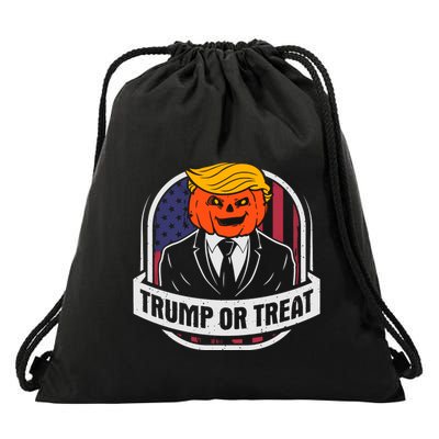Trump Or Treat Halloween Pumpkin Parody Drawstring Bag
