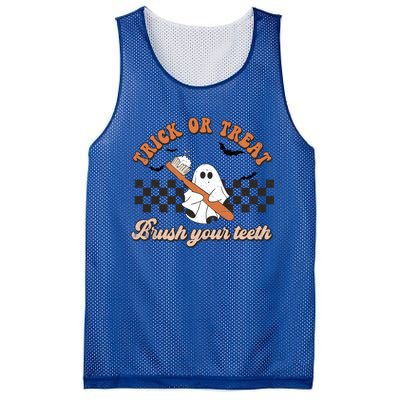 Trick Or Treat Brush Your Teeth Funny Halloween Dentist Funny Gift Mesh Reversible Basketball Jersey Tank