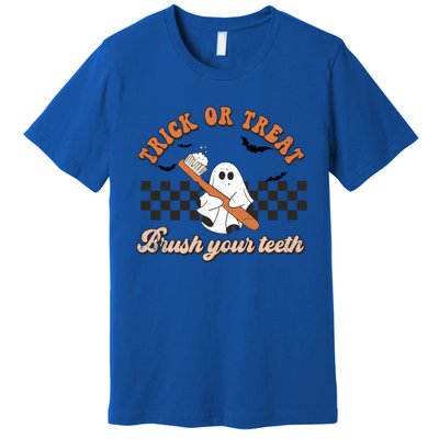 Trick Or Treat Brush Your Teeth Funny Halloween Dentist Funny Gift Premium T-Shirt