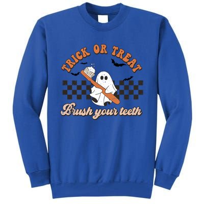 Trick Or Treat Brush Your Teeth Funny Halloween Dentist Funny Gift Tall Sweatshirt