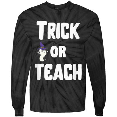 Trick Or Teach Funny Teacher Halloween - Teacher Halloween Tie-Dye Long Sleeve Shirt