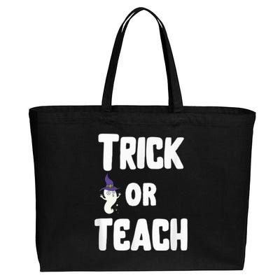 Trick Or Teach Funny Teacher Halloween - Teacher Halloween Cotton Canvas Jumbo Tote