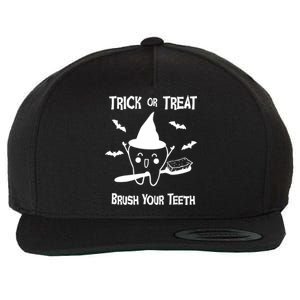 Trick Or Treat Brush Your Teeth Dentist Halloween Costume Gift Wool Snapback Cap