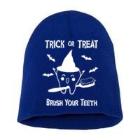 Trick Or Treat Brush Your Teeth Dentist Halloween Costume Gift Short Acrylic Beanie