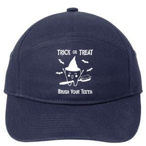 Trick Or Treat Brush Your Teeth Dentist Halloween Costume Gift 7-Panel Snapback Hat