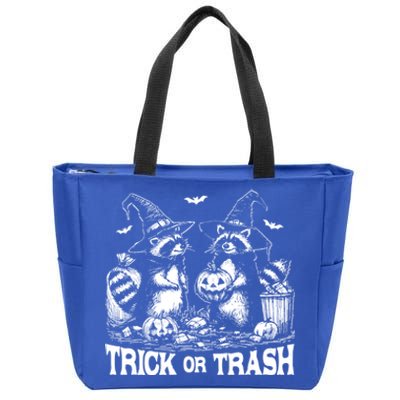 Trick Or Trash Funny Raccoon Halloween Vintage Ghost Costume Gift Zip Tote Bag