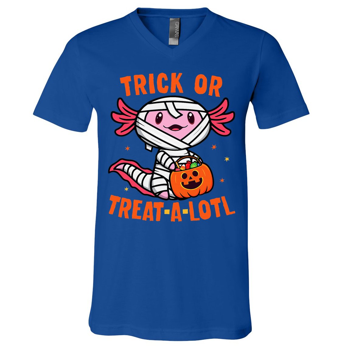 Trick or Treat A Lotl Axolotl Halloween Costume V-Neck T-Shirt