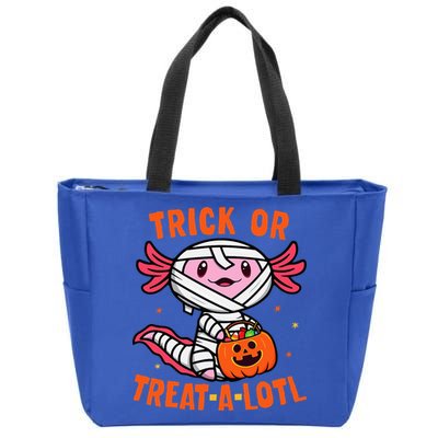 Trick or Treat A Lotl Axolotl Halloween Costume Zip Tote Bag