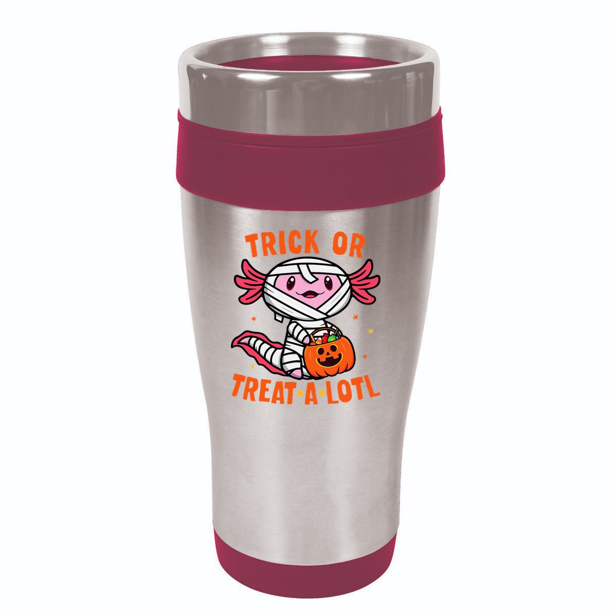 Trick or Treat A Lotl Axolotl Halloween Costume 16oz Travel Tumbler