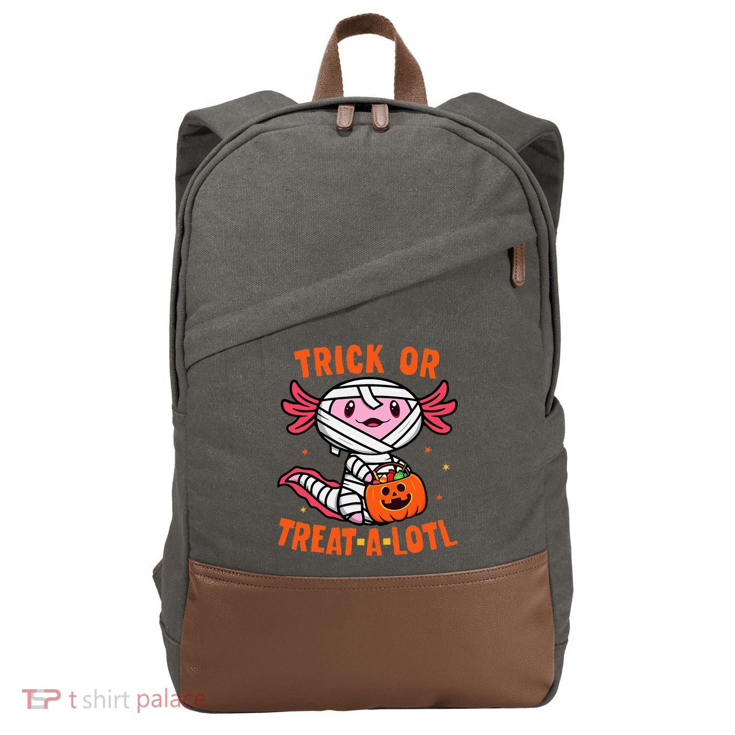 Trick or Treat A Lotl Axolotl Halloween Costume Cotton Canvas Backpack