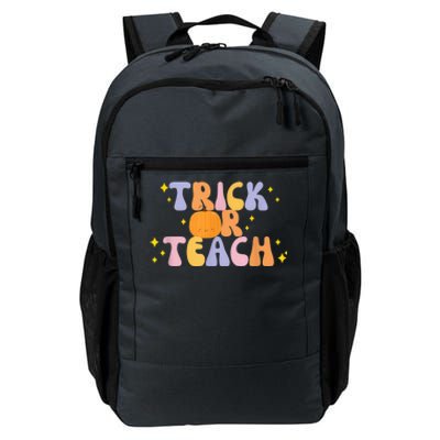 Trick or Teach Retro Groovy Halloween Cute Pumpkin Teacher Daily Commute Backpack