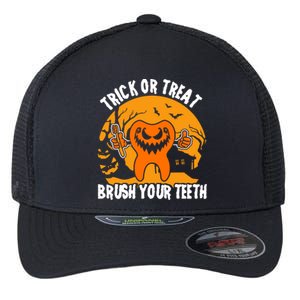 Trick Or Treat Brush Your Teeth Dentist Halloween Costume Gift Flexfit Unipanel Trucker Cap