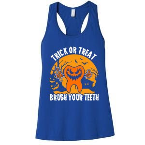 Trick Or Treat Brush Your Teeth Dentist Halloween Costume Gift Women's Racerback Tank