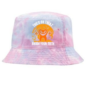 Trick Or Treat Brush Your Teeth Dentist Halloween Costume Gift Tie-Dyed Bucket Hat