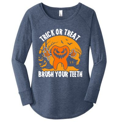 Trick Or Treat Brush Your Teeth Dentist Halloween Costume Gift Women's Perfect Tri Tunic Long Sleeve Shirt