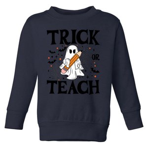 Trick Or Teach Funny Spooky Teacher Ghost Boo Halloween Costume 2024 Gifts Toddler Sweatshirt