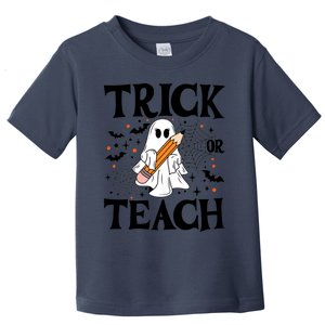 Trick Or Teach Funny Spooky Teacher Ghost Boo Halloween Costume 2024 Gifts Toddler T-Shirt