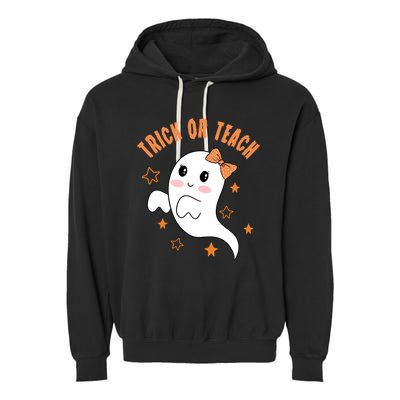 Trick Or Teach Cute Halloween Teacher Garment-Dyed Fleece Hoodie
